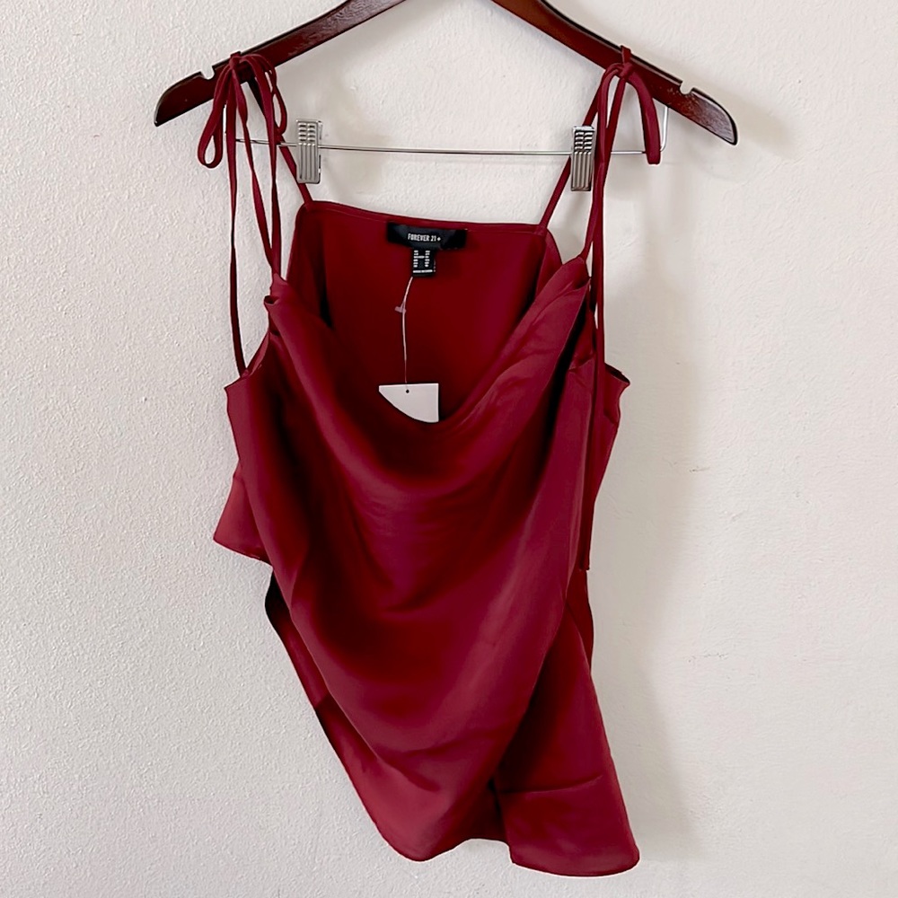 Forever 21+ Asymmetrical Tank Top Cowl Neckline Plus Size Satin